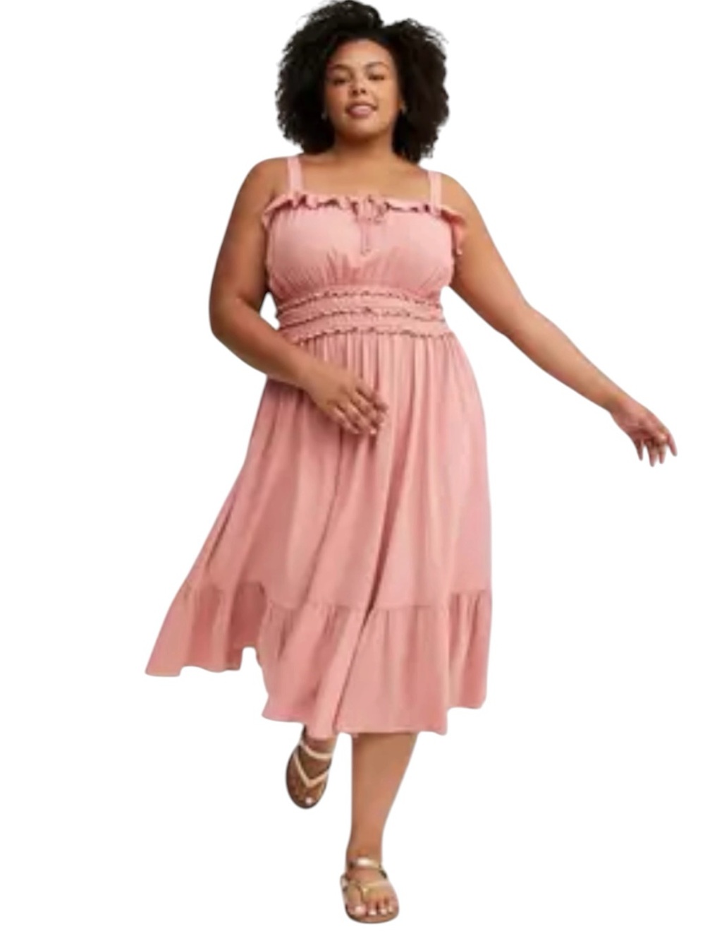 Torrid Terra Cotta Crinkle Gauze Midi Dress Size 2X